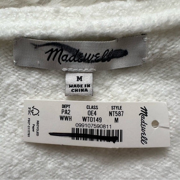 Madewell Wedged V-Neck Sweater Long Sleeve Slouchy Relaxed Winter White M NWT - Picture 8 of 12